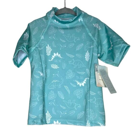 NEW Dot Dot Smile Short Sleeve Rash guard and Trunks Dino Swim Set 12-24M - Picture 1 of 9